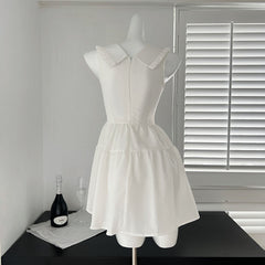 BXOXO - summer inspo Sleeveless Dress 2025 Summer New Preppy Style Women White Mini Dress Elegant Fairy Party Strap Dress A-line Sundress