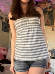 Bxoxo Vintage Y2K Tops Casual Women's Sleeveless Camisole Harajuku Aesthetic Cute Stripes Fashion Summer Street Hip-Hop Rock Punk Tops