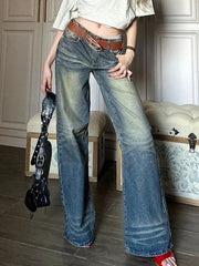 Vintage Wash Embroidery Boyfriend Jeans