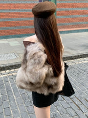 BXOXO party look inspos Women's Winter Jacket Sweet Faux Fur Coat Fashion New Short Thicken Warm Outerwear Vintage Office Lady Streetwear Casual Clothes