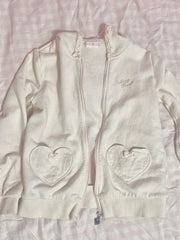 BXOXO Y2k Top Kawaii Hoodie Sweet Girl Zip UP Hoodies Bow Slim Women Long Sleeve Cute Punk Sexy Hoody Gothic 2000s Graphic weatshirt