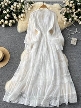BXOXO Autumn Frence Elegant Embroidery Dress Women Chic Splice V Neck Long Sleeve Clothes New Aesthetic Evening Party Retro Dresses