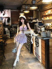 BXOXO Corset Tops Sexy Women's Clothes Cute Lace Bandage Slim Silng Korea Sweet Camis Kawaii Tank Top Girl Harajuku Coquette Crop Top