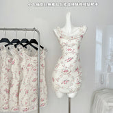 BXOXO - summer inspo Lace Sweet Dress Women Vintage Sleeveless Elegant Cute Mini Dress Female Print Korean Fashion Suspender Dress 2025 Summer New