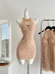 BXOXO Spring French Elegant Luxury Sexy New Mini Dress Women Hollow Out Lace Slim Bag Hip Evening Dress Female Casual Fashion Clothing