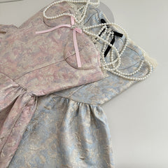 BXOXO - summer inspo Sweet Elegance Retro Jacquard Strapless Dress for Women Fashion Dresses Cute Pearl Pendant Slim Fit Patchwork Sexy Mini Dress