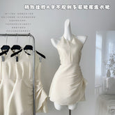 BXOXO - summer inspo French Style Off Shoulder Holiday Party Halter Irregular Midi Dress Women Summer New Elegant Simplicity Dress