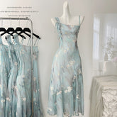 BXOXO - summer inspo Women Sweet Floral Long Dress Summer Elegant Sleeveless Suspender Dress French Temperament Backless Dress