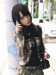 BXOXO Gothic Y2k T-shirt Women Vintage Japanese Harajuku Print Grunge Top 2000s Patchwork Punk Long Sleeve T-Shirt Aesthetics