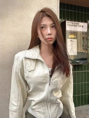 BXOXO Womens Jacket Winter Plus Size Coat Women Clothes Goth American PU Leather Zip Up Hot Girl Streetwear Punk Sexy Top Slim Jackets