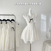BXOXO - summer inspo Sleeveless Dress 2025 Summer New Preppy Style Women White Mini Dress Elegant Fairy Party Strap Dress A-line Sundress