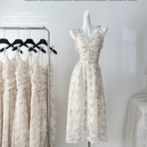 BXOXO - summer inspo French Retro Women Floral Print Dress Elegant Suspender Dress 2025 Spring V-neck Commuter Long Skirts