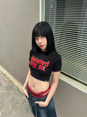 Bxoxo Streetwear Hip Hop Punk Rock vintage Sexy Women Crop Tops Grunge Gothic aesthetic Emo Girls Harajuku Slim Black O-Neck Baby Tops