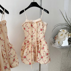 BXOXO - summer inspo 2025 New Summer Floral Strap Midi Dress Women Sleeveless Elegant Vintage Dress Korean Fashion Party Dress