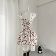 BXOXO - summer inspo Retro Floral Dresses Women Summer New Korean Style Fashion Casual Suspender Dress Sexy Sweet Princess Party Mini Dress