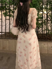 BXOXO Elegant Off-Shoulder Floral Midi Dress for Women - Chic Ruffle Detail & High-Low Hem, Lightweight Polyester, Perfect for Spring/Summer, Casual Wear|Asymmetrical Hemline|Glossy Texture