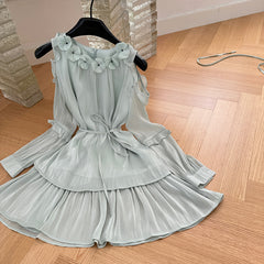 BXOXO - summer inspo Korean Style Off-the-shoulder Halter Neck Sensibility Dress Elegant Sweet Long Sleeve Mini Dress Beach Vacation