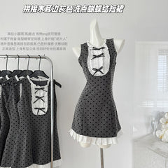 BXOXO - summer inspo Sweet and Spicy Polka Dot Sleeveless Dress for Women Summer New Chic Spicy Girl Waist Slimming A-line Short Dress