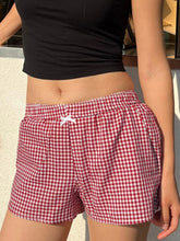BXOXO - summer inspo Sweetown Christmas Preppy Y2K Red Plaid Elastic Waist Shorts Women Casual Loose Sweet Cute Summer Vacation Outfits