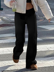 BXOXO - summer inspo Solid Drawstring Low Waist Straight Pants Women Basic Casual Jogger Sweatpants