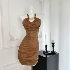 BXOXO - summer inspo Sexy Backless Suspender Dress for Women's Summer Vintage Niche Design Sleeveless Slimming Dresses