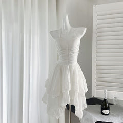 BXOXO - summer inspo Sexy Halter Ruffles Hem Irregular Mini Dress Women Y2K Sleeveless Slim Fit Short Dresses 2025 Summer Chic Party Vestido