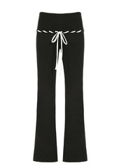 BXOXO - Drawstring Contrast Low-Rise Flared Pants