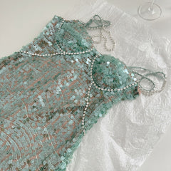 BXOXO - summer inspo French Street Style Chic Sequins Design Dress Women Elegant Fashion Suspender Party Temperament Mini Dresses