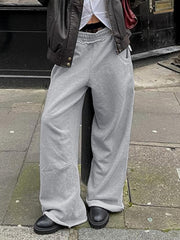 BXOXO Harajuku Casual Grey Sweatpants Women Baggy Vintage Hip-hop Sports Pants Streetwear Straight Korean Fashion Solid Pants