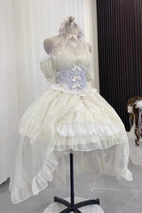 BXOXO - Ballet Twins Ruffle Bowknot Short Front Long Back Sweet Lolita Dress 2 Colors