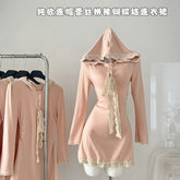 BXOXO - summer inspo 2025 New Women Hoodie Dresses Autumn Design Sense Niche Long Sleeves Mini Dress Sweet Slim Fit Dresses