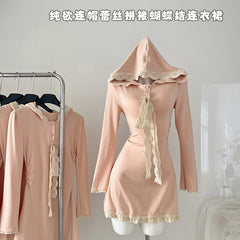 BXOXO - summer inspo 2025 New Women Hoodie Dresses Autumn Design Sense Niche Long Sleeves Mini Dress Sweet Slim Fit Dresses