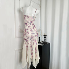 BXOXO - summer inspo French Gentle Style Fishtail Skirt Summer New Sexy Floral Suspender Dress Fashion Casual Versatile Long Dress