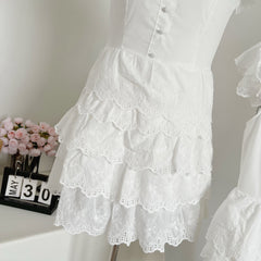 BXOXO - summer inspo Cute White Mini Dress Solid Color Lady Slip Fairy Women Skirt Summer Korean Fashion Women's Clothe