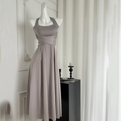 BXOXO - summer inspo Summer Sleeveless Halter Long White Maxi Dress Elegant Tight Waist Beach Dress Robes Fashion Evening Dresses