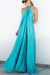 BXOXO - Classy and Fabulous Satin Halter Backless Maxi Dress
