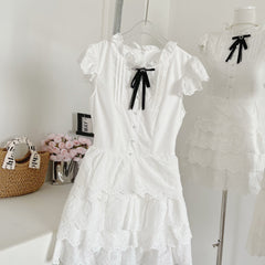 BXOXO - summer inspo Cute White Mini Dress Solid Color Lady Slip Fairy Women Skirt Summer Korean Fashion Women's Clothe