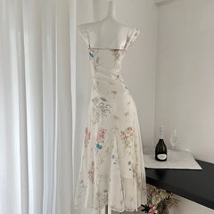 BXOXO - summer inspo Women Floral Dresses Summer Temperament Casual Chic Design French Style Sleeveless Dress Vintage Seaside Holiday