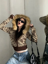 BXOXO Harajuku Zip Up Hoodies Winter Clothes Slim Streetwear Vintage Korea Punk Coats Emo Girl Fox Fur Sweatshirts Y2k Knit Hoodie Top