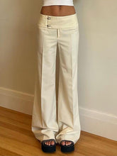 BXOXO - Solid Color Buttoned Low-Rise Pants