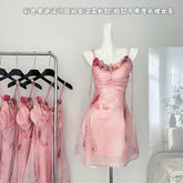 BXOXO - summer inspo Women's Chic Gentle Style Suspender Dress Summer New Fashion Sweet Beach Holiday Party Dress Elegant Fairy Dress