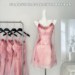 BXOXO - summer inspo Women's Chic Gentle Style Suspender Dress Summer New Fashion Sweet Beach Holiday Party Dress Elegant Fairy Dress