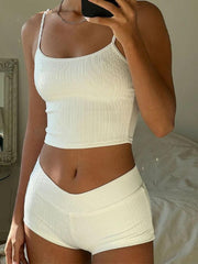White Cami top Crop Slim Lounge set