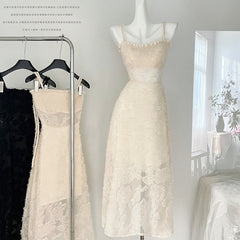 BXOXO - summer inspo French Style Jacquard Suspender Dress Women 2025 Summer Chic Design Dress Elegant Slimming Long Skirt Elegant Party Vestidos