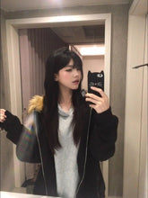 BXOXO Hoodie Punk Sexy Winter Women Clothes Vintage Oversized Tops 90s Loose Streetwear Sweatshirt Gothic Zip Up Top Hoodies Femme Y2k