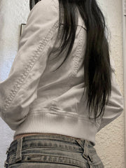 BXOXO - summer inspo Sweetown Zip Up Stand Collar Casual Y2K Cargo Jackets Women Spring Autumn Fashion Solid Basic Long Sleeve Street Coats