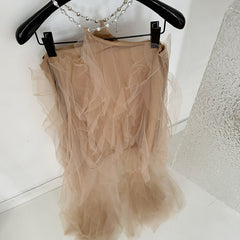 BXOXO - summer inspo 2025 Summer New Mesh Suspender Dresses Y2k Irregular Slim Waist Dress for Women Fashion Simple Dress Vestidos