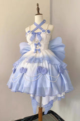 BXOXO - Gradient Blue Hanayome Hollow Bowknot Sweet Princess Lolita Dress