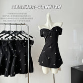 BXOXO - summer inspo Summer Floral Bow Off Shoulder Dress For Women Slash Neck Sexy Temperament Dress Fashion Party A-line Dress