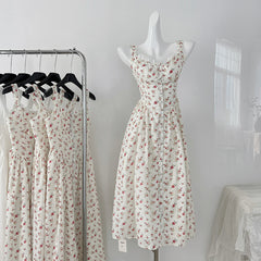 BXOXO - summer inspo Gentle Style Sleeveless Floral Dress Casual Fashion Slim Fit Sexy Backless Vacation Women Versatile Suspender Printing Dress